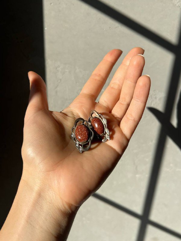 Винтажные серьги с авантюрином, серьги-кольца с цветком, серьги с малахитом, асимметричные серьги-гвоздики 2