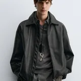 Мужской бомбер Zara из экокожи, размер L 2
