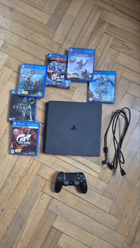 PS4 Slim 1 ТБ, 6 игр, контроллер, кабели