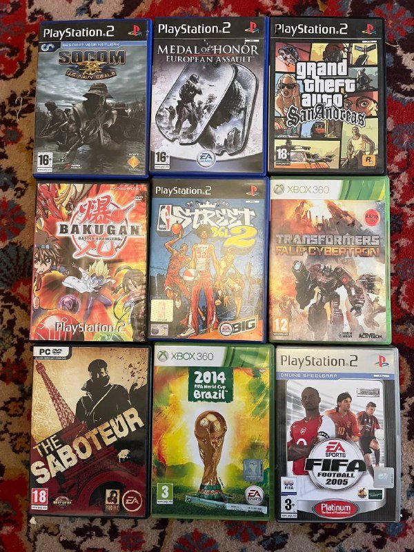 PlayStation 2, джойстики, наушники, 18 игровых дисков 4