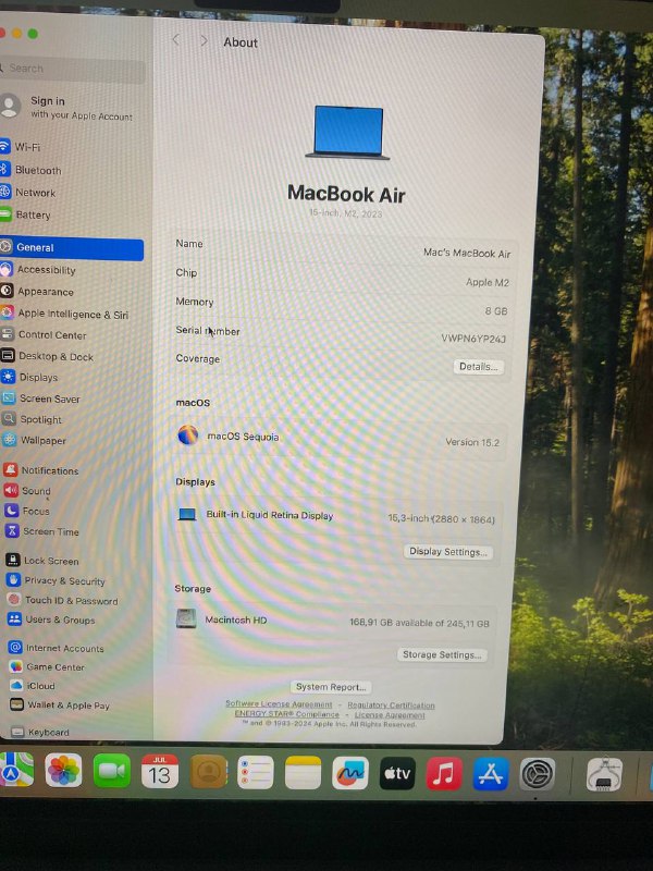 Macbook Air M2-2023, 8GB RAM, 256GB SSD, 15.3 inch 4