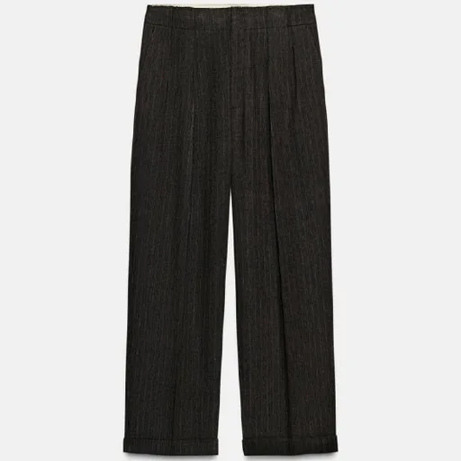 Брюки в елочку с защипами Zara