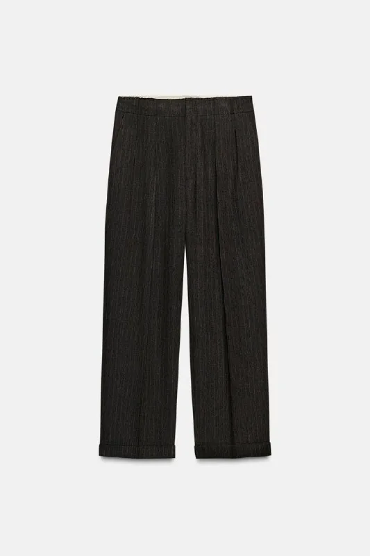 Брюки в елочку с защипами Zara 1