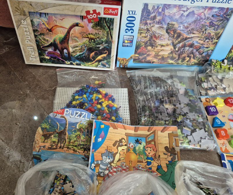 Детские пазлы, мозаика и деревянные часы набором 5