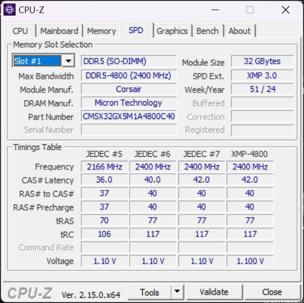 Ноутбук и планшет Microsoft Surface Pro 5th Gen, Оперативная память VENGEANCE DDR5 64GB 6