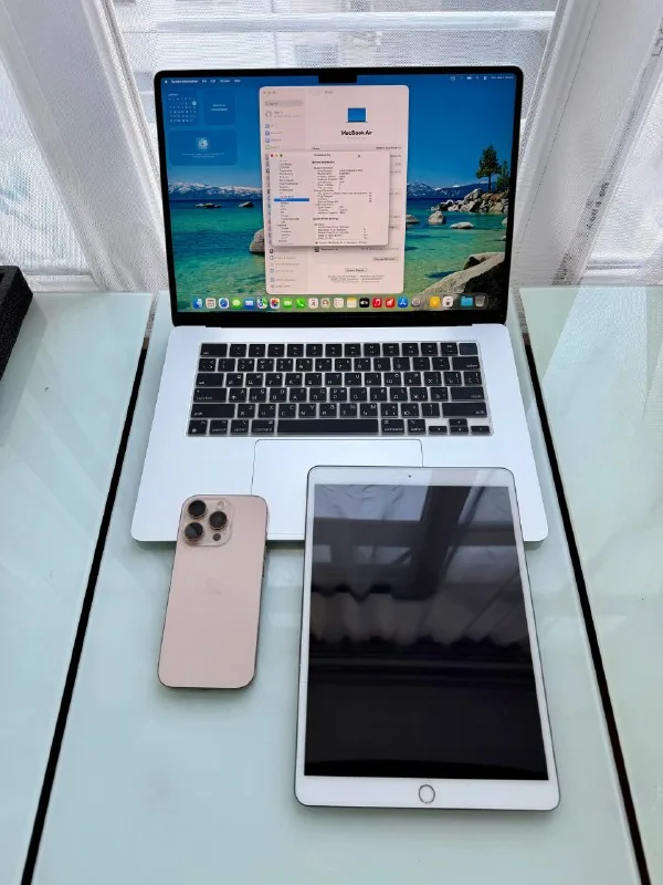 MacBook Air 15 M2, iPhone 16 Pro, iPad Air 3