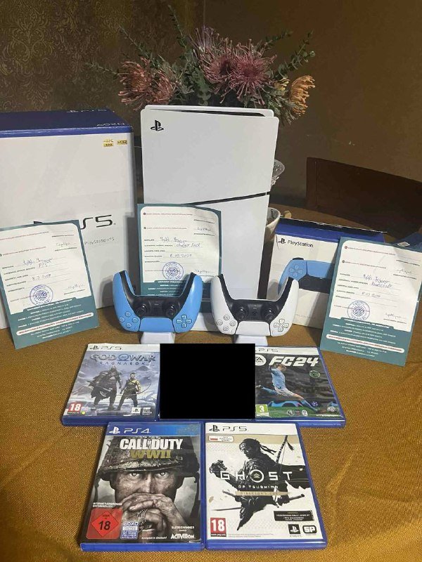 Playstation 5 Slim Disk, 2 контроллера, 4 игры, док станция