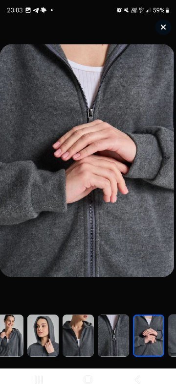 Мягкое теплое худи на молнии серого цвета 6