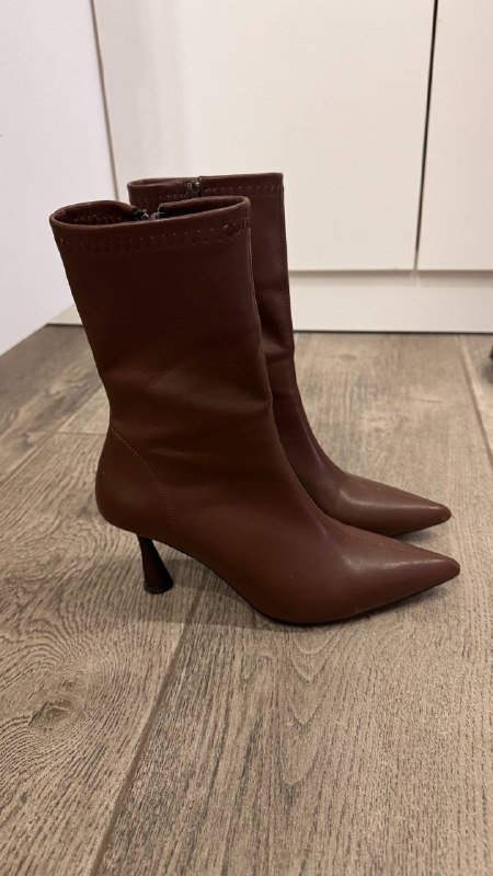 Кожаные черные сапоги, полусапожки, мозаика новая 7