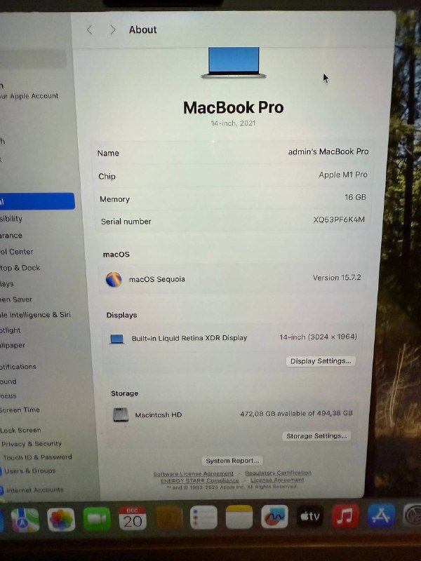 MacBook Pro 14 2021 M1 Pro 16GB RAM 512GB