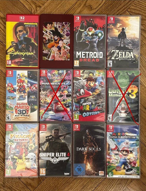 Игры для Nintendo Switch с коробками и картриджи