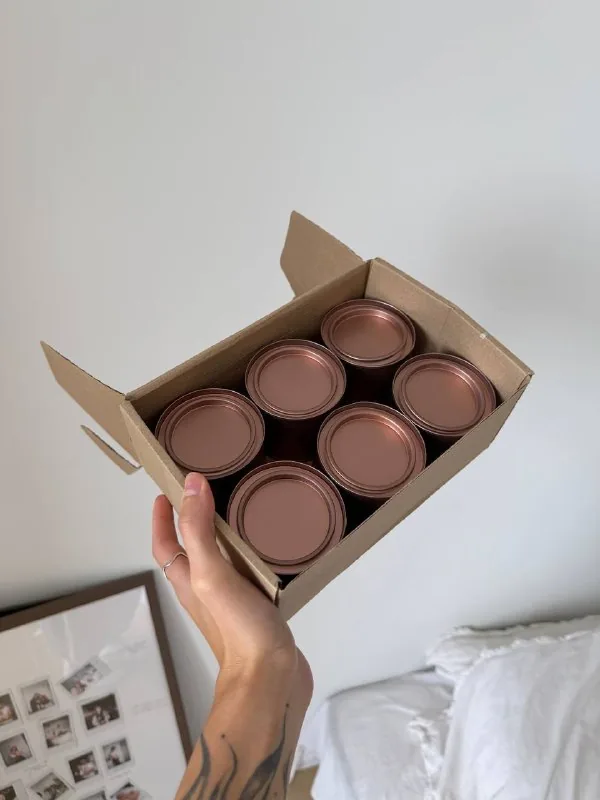Жестяные матовые розовые баночки, 6 штук 1
