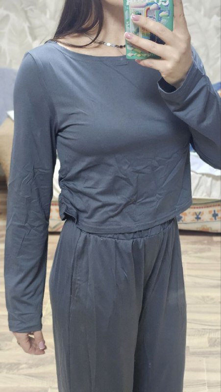 домашний удобный костюм с брюками и карманами