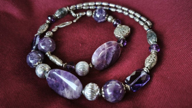 Комплект украшений чокер и браслет из аметиста