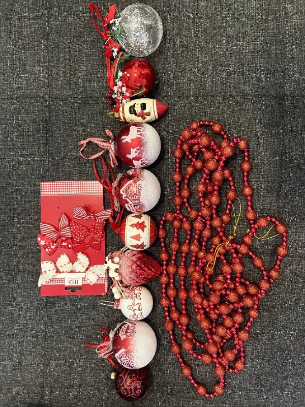 Набор ёлочных игрушек красно-белых 2