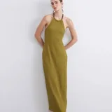 Платье Zara, платье в горох, оливковое платье 5