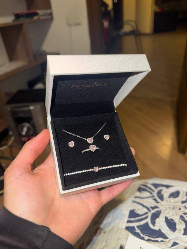 Сет Pandora (ожерелье, браслет, кольцо, серьги) в подарочной упаковке