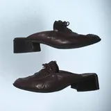 Vintage Brown Woven Leather Mules 2
