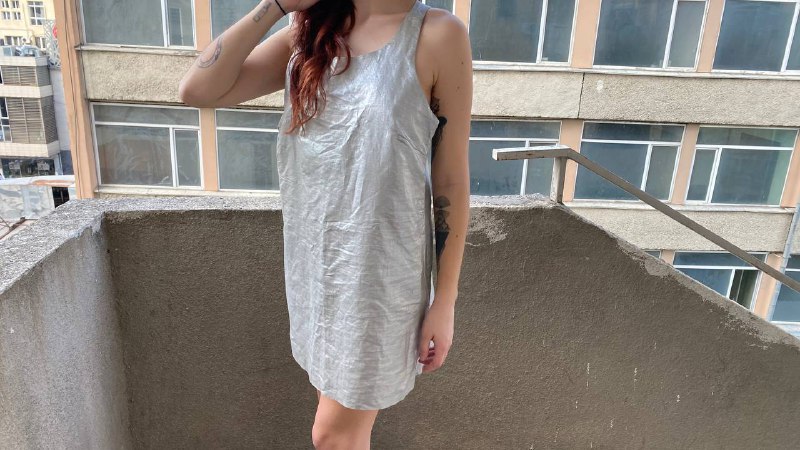 Silver linen cotton dress size S L 5