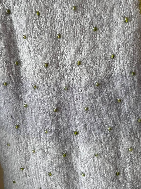 Сиреневый вязаный жилет ручной работы 3