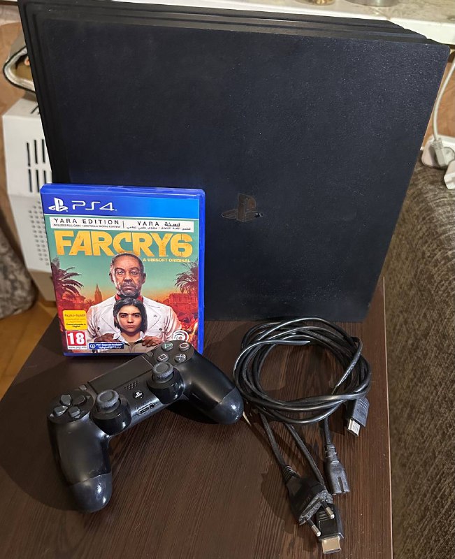 PS4 pro 1tb консоль с диском Far Cry 6, контроллер и кабели