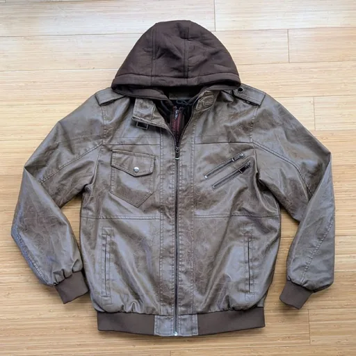 Куртка из PU-экокожи с капюшоном 2-в-1, 2XL