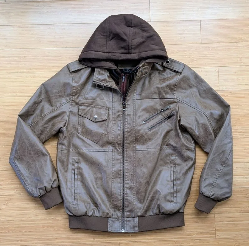 Куртка из PU-экокожи с капюшоном 2-в-1, 2XL 1