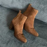 Голубой кардиган, коричневый кардиган, рубашка, сапоги, сумка 5