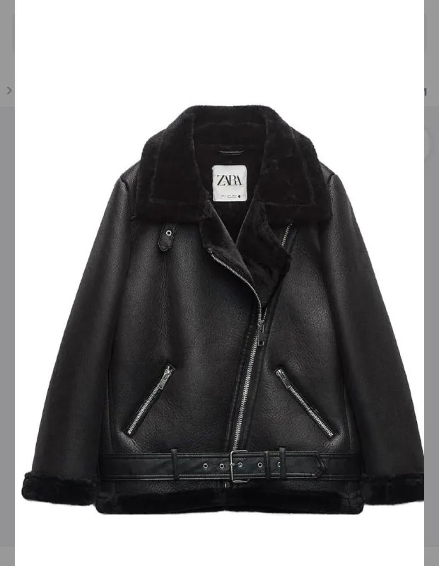 Zara aviator sheepskin jacket, size M 1