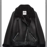 Zara aviator sheepskin jacket, size M 1