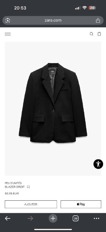 Женский черный пиджак Zara S M 6