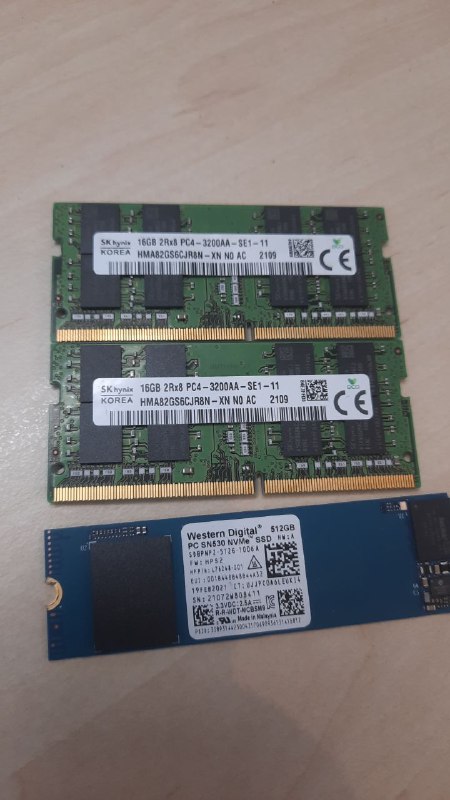SSD 512 Gb m2 NVME, DDR4 SODIMM 16 Gb два модуля