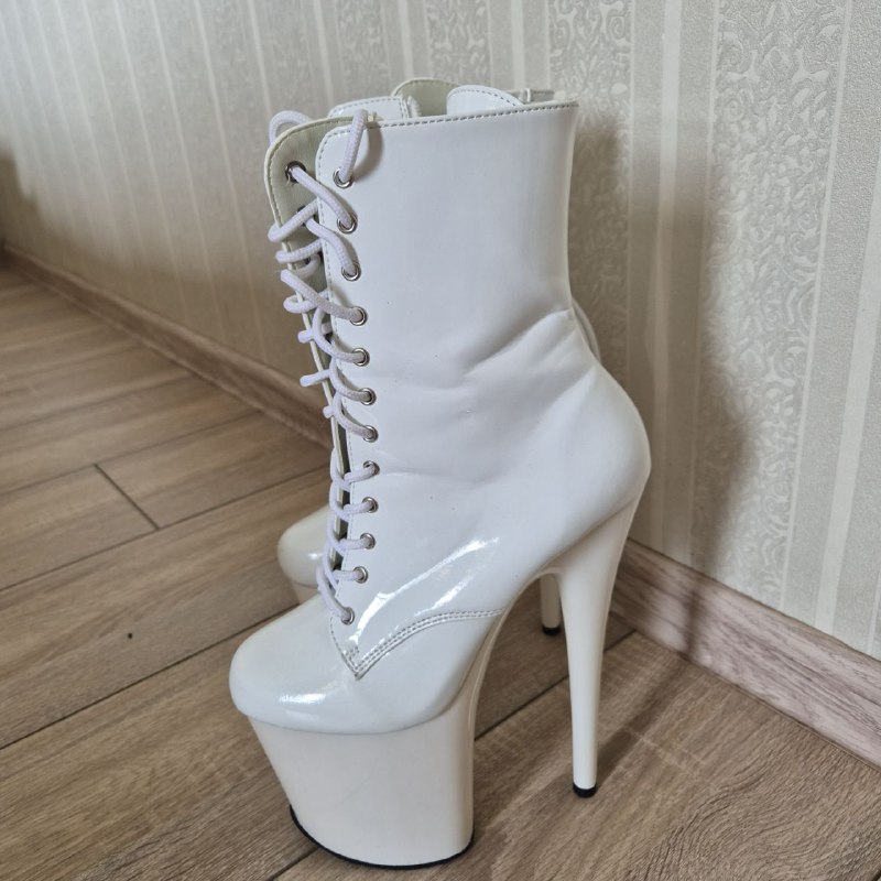 White patent platform boots size 36