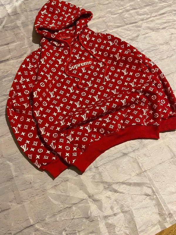 Толстовка Supreme Louis Vuitton красная M-L