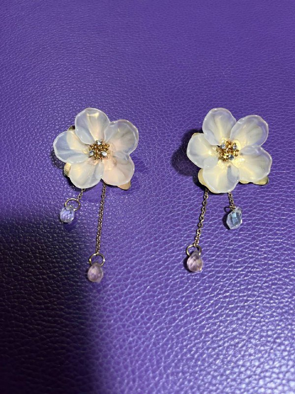 Серьги с цветком и съемными висюльками 2