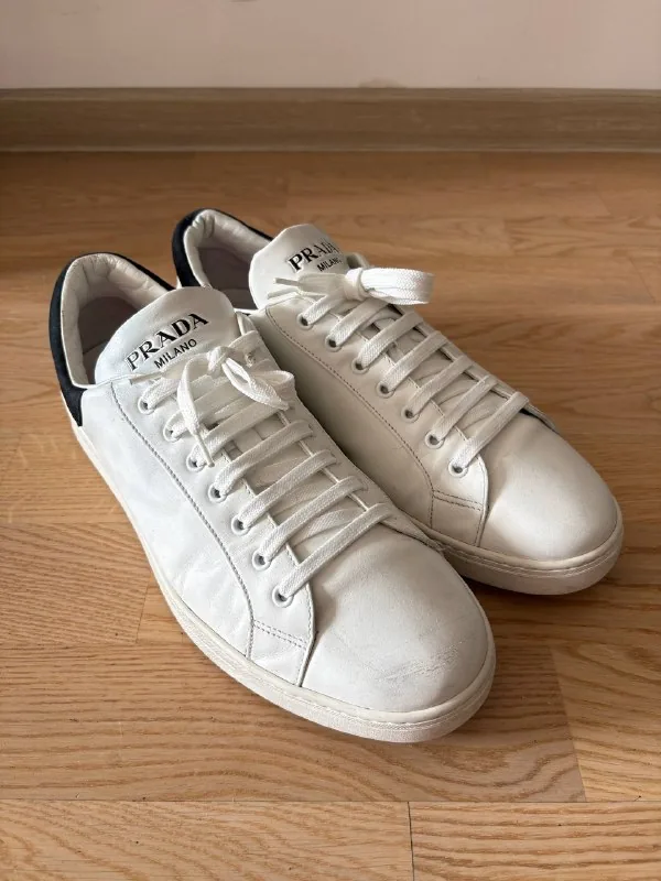 Prada white leather sneakers 1