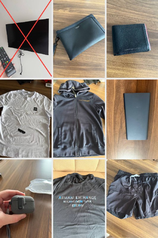 Сумка Tommy Hilfiger, Кошелек Tommy Hilfiger, Футболка Stone Island, Олимпийка Philipp Plein, Power bank Xiaomi, Чехол AirPods Pro 2, Футболка Armani, Шорты Armani
