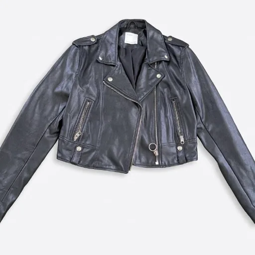 Cropped Bershka faux leather biker jacket