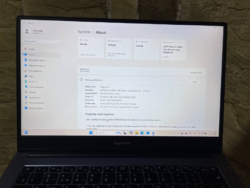 Ноутбук Huawei Honor MagicBook 14 Ryzen 5 3500U 8GB 1024GB SSD 2