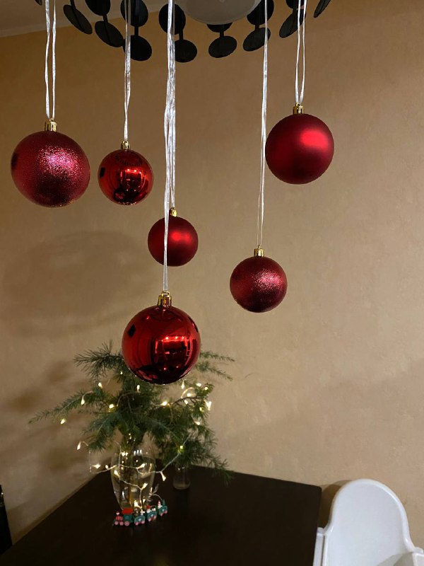 Елка новогодняя, Дед мороз, Набор красных шаров 2