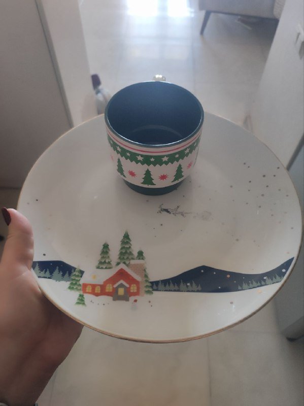 Новогодние тарелка и чашка