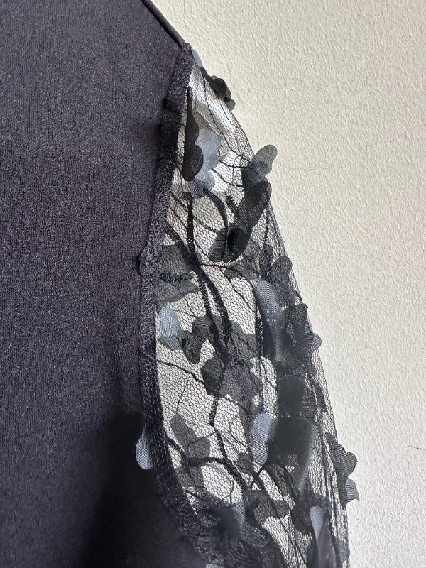 Черное мини-платье Shein с рукавами-фонариками, размер S-M 5