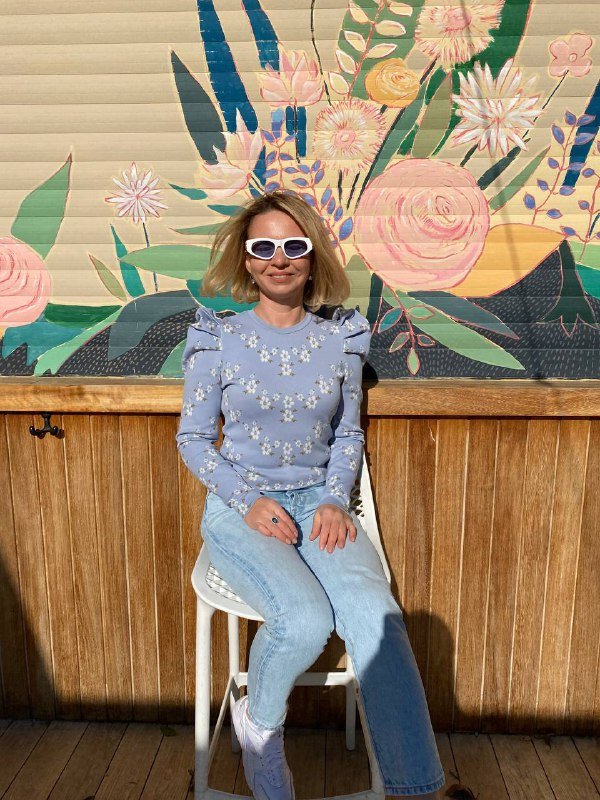 Свитер Zara голубой с цветочным узором, размер S 3