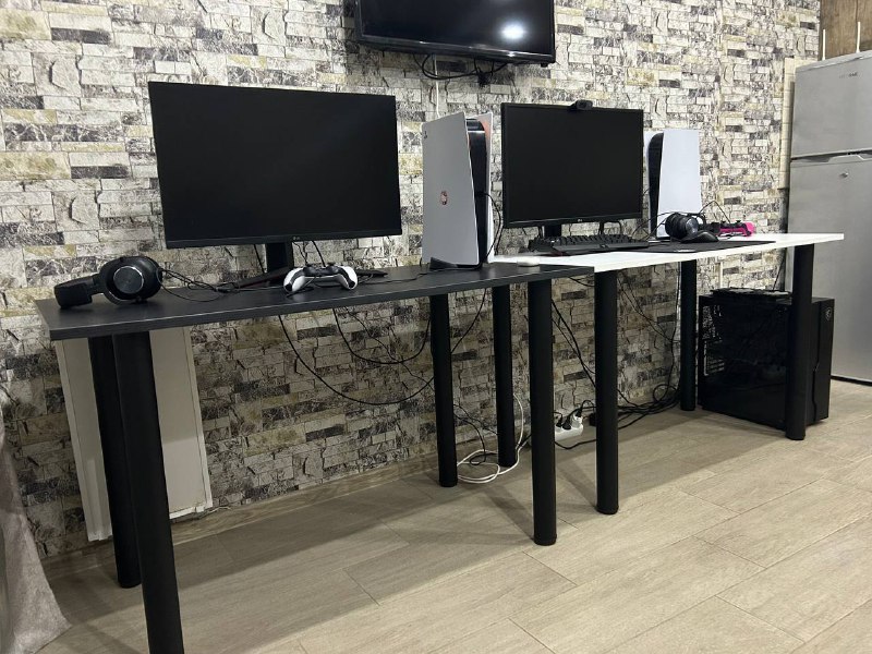 Столы черный и белый 120x60x75 см 2