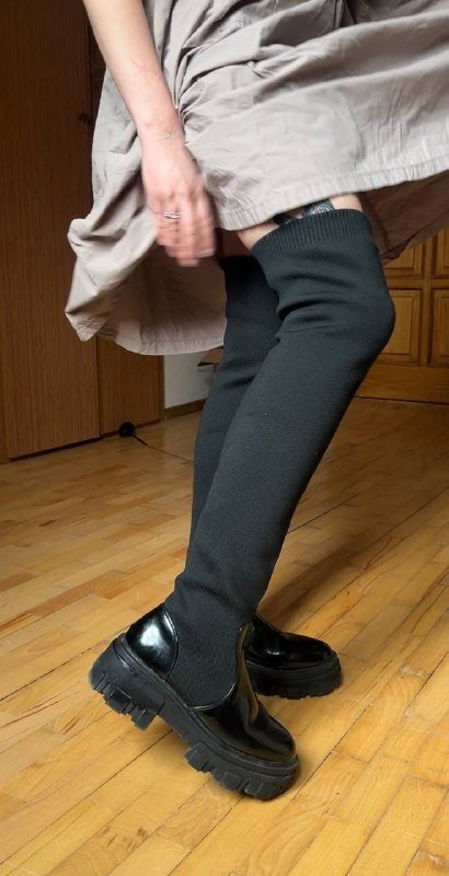 Ботфорты черные asos на массивной подошве, размер 37