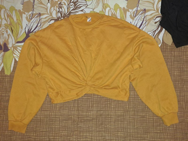 Укороченный горчичный лонгслив L