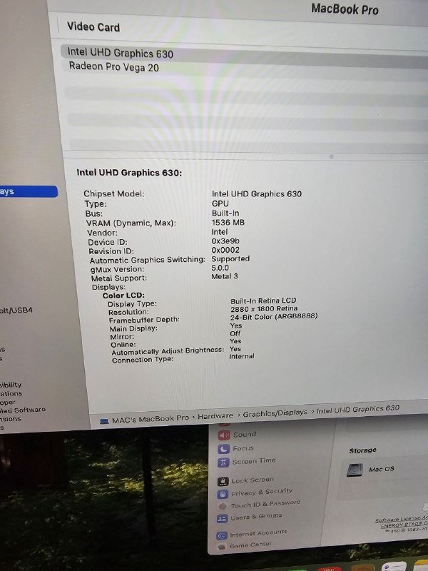 MacBook Pro 2019 i9 32GB RAM 2 video cards 6