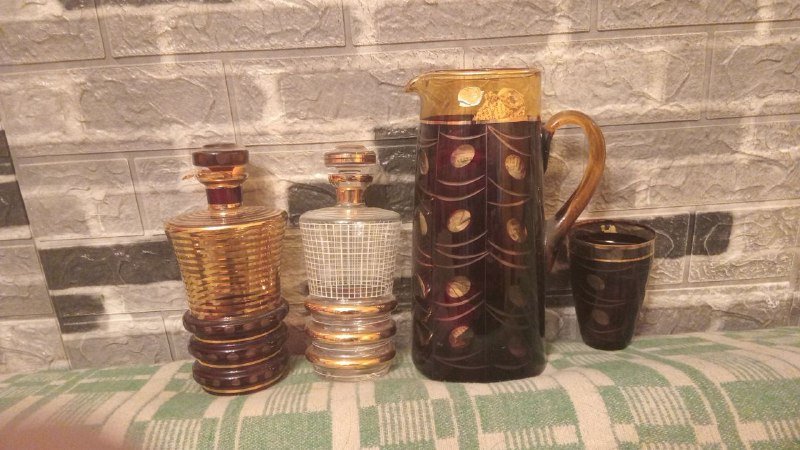 Гранёные стаканы, бокалы, графины, посуда, вазочки 3