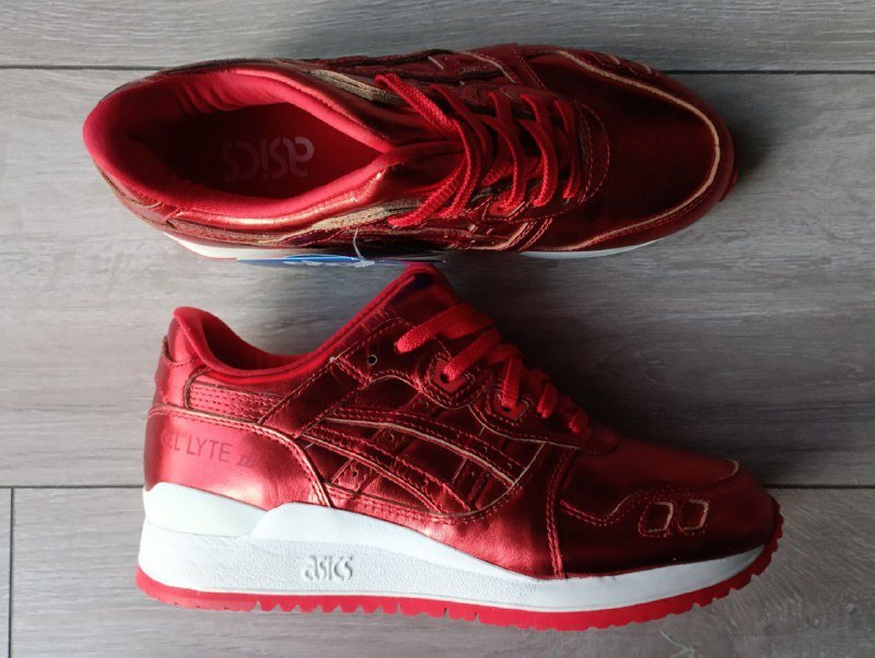 Кроссовки Asics gel lyte красные, натуральная кожа, размер US 6.5