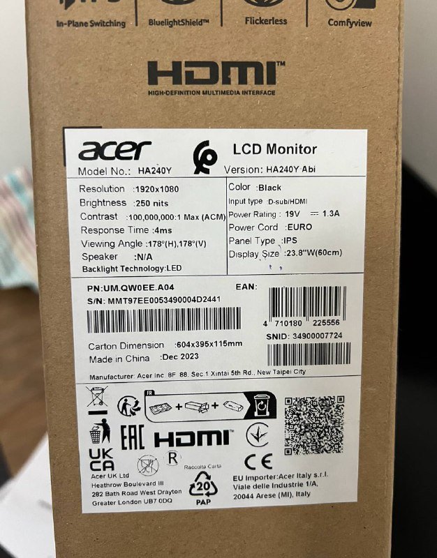 Монитор Acer HA240Y 24 дюйма 3